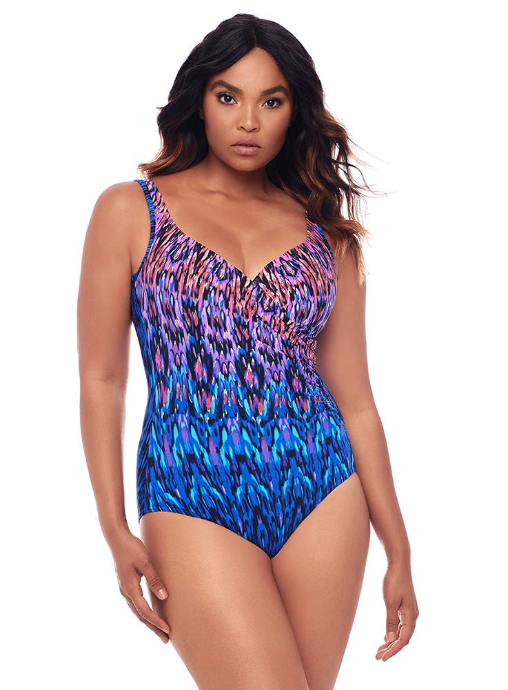 Miraclesuit 6524080-MLT Women's Vesuvio It's a Wrap Blue Multicolour Underwired Shaping Swimsuit 42