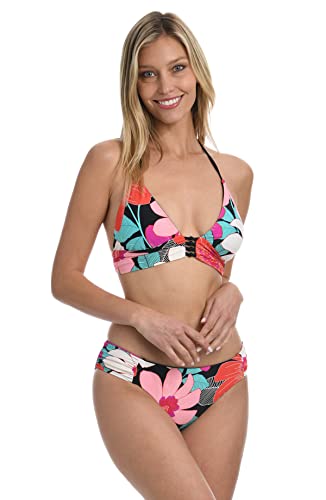 La Blanca Women's Standard Shoulder Cut Out One Piece Swimsuit, Black//Moonlit Silhouette, 12