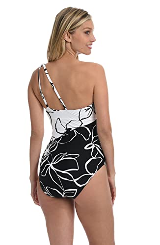 La Blanca Women's Standard Shoulder Cut Out One Piece Swimsuit, Black//Moonlit Silhouette, 12